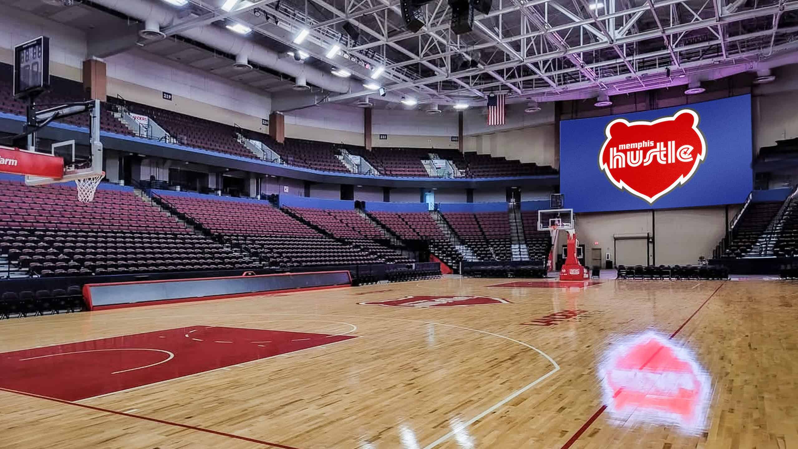 Landers Center home of the Memphis Hustle and site of a Large UberDisplays LED screen